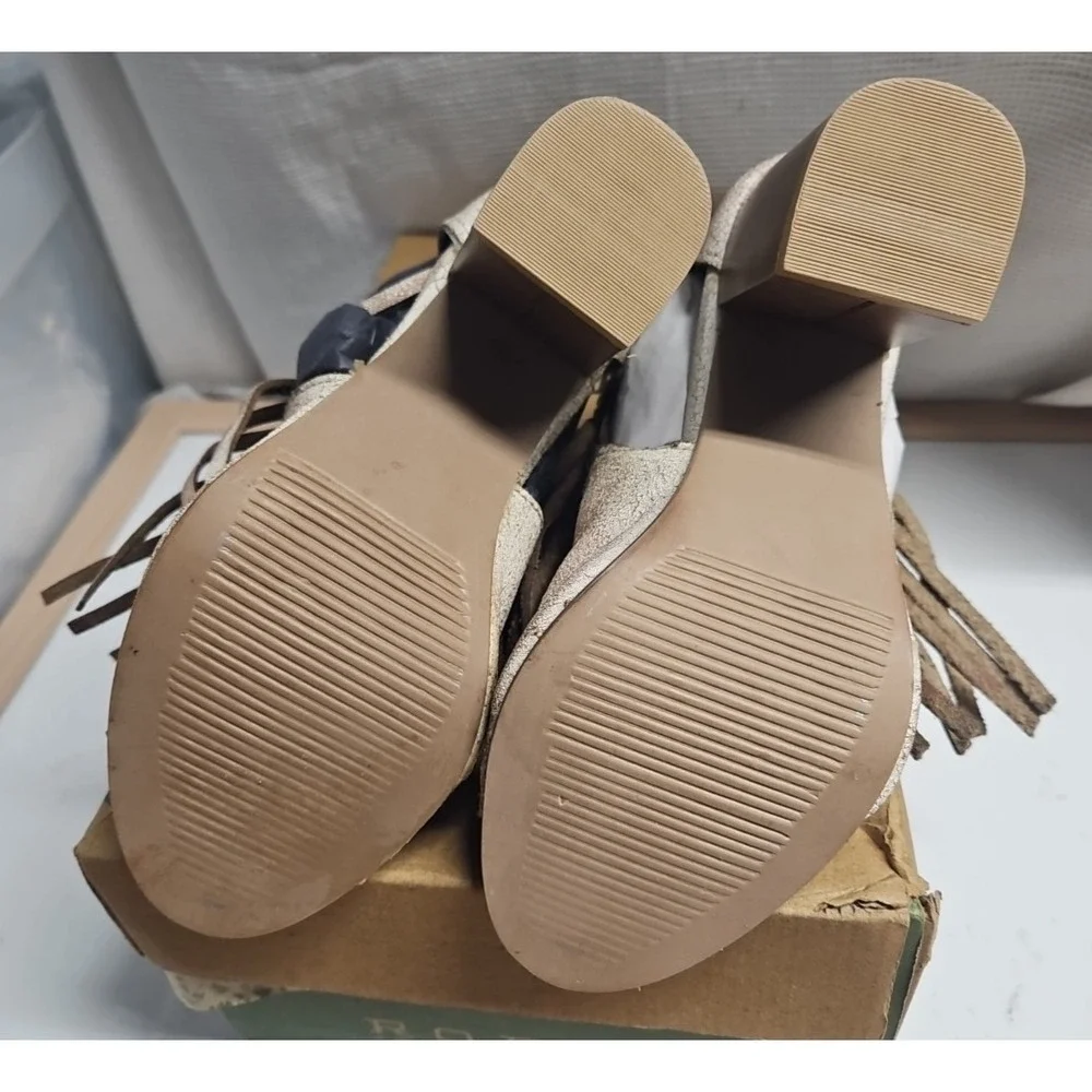 ROPER‎ Womens 34.5/US 5 Bettina Fringe Block Casual Sandals Casual Mid Heel 3